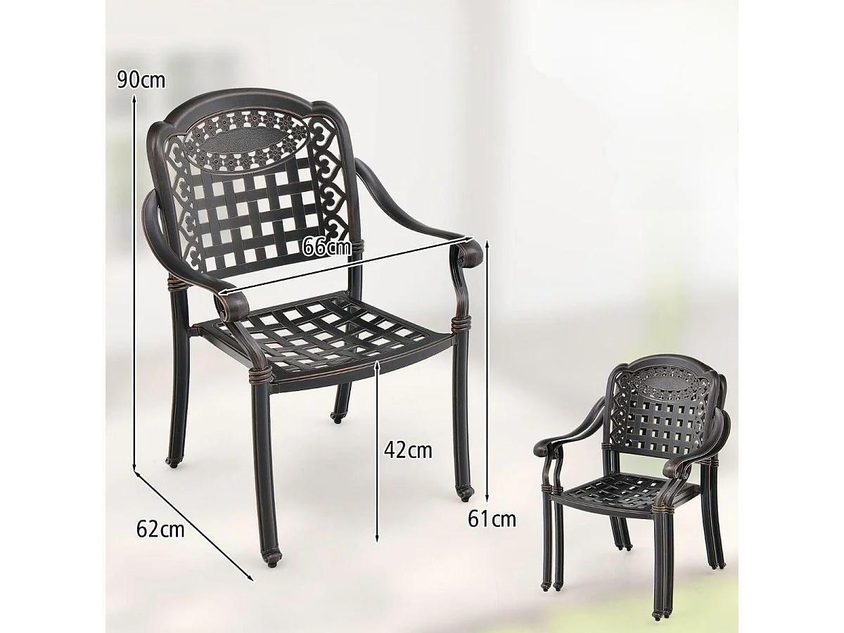 2er Set Gartenstühle aus Alu mit Armlehnen Stapelstühle Gartensessel für Balkon