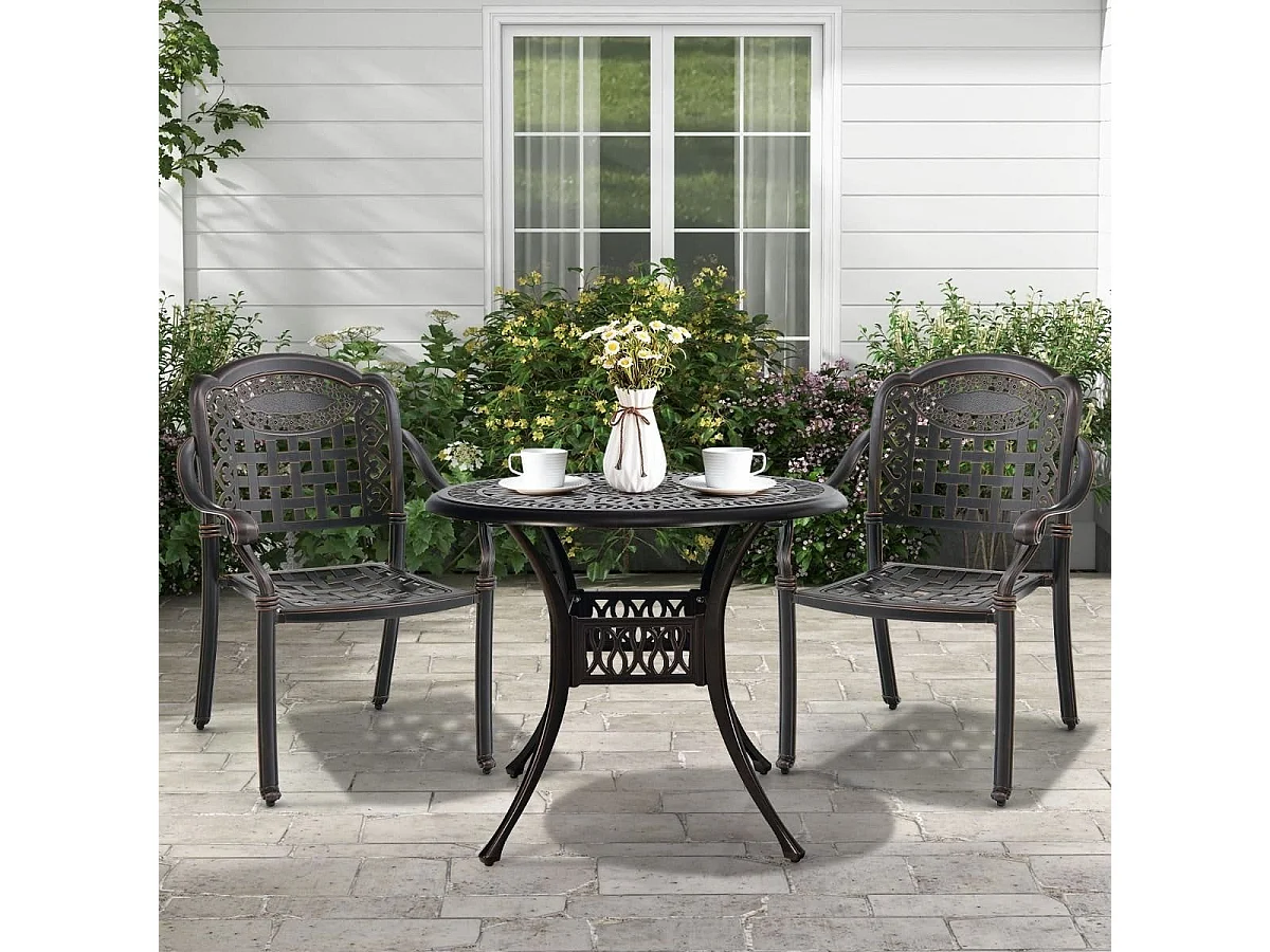 2er Set Gartenstühle aus Alu mit Armlehnen Stapelstühle Gartensessel für Balkon