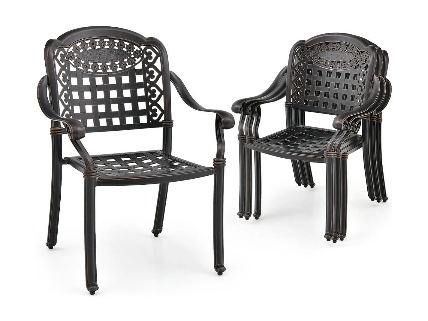 2er Set Gartenstühle aus Alu mit Armlehnen Stapelstühle Gartensessel für Balkon