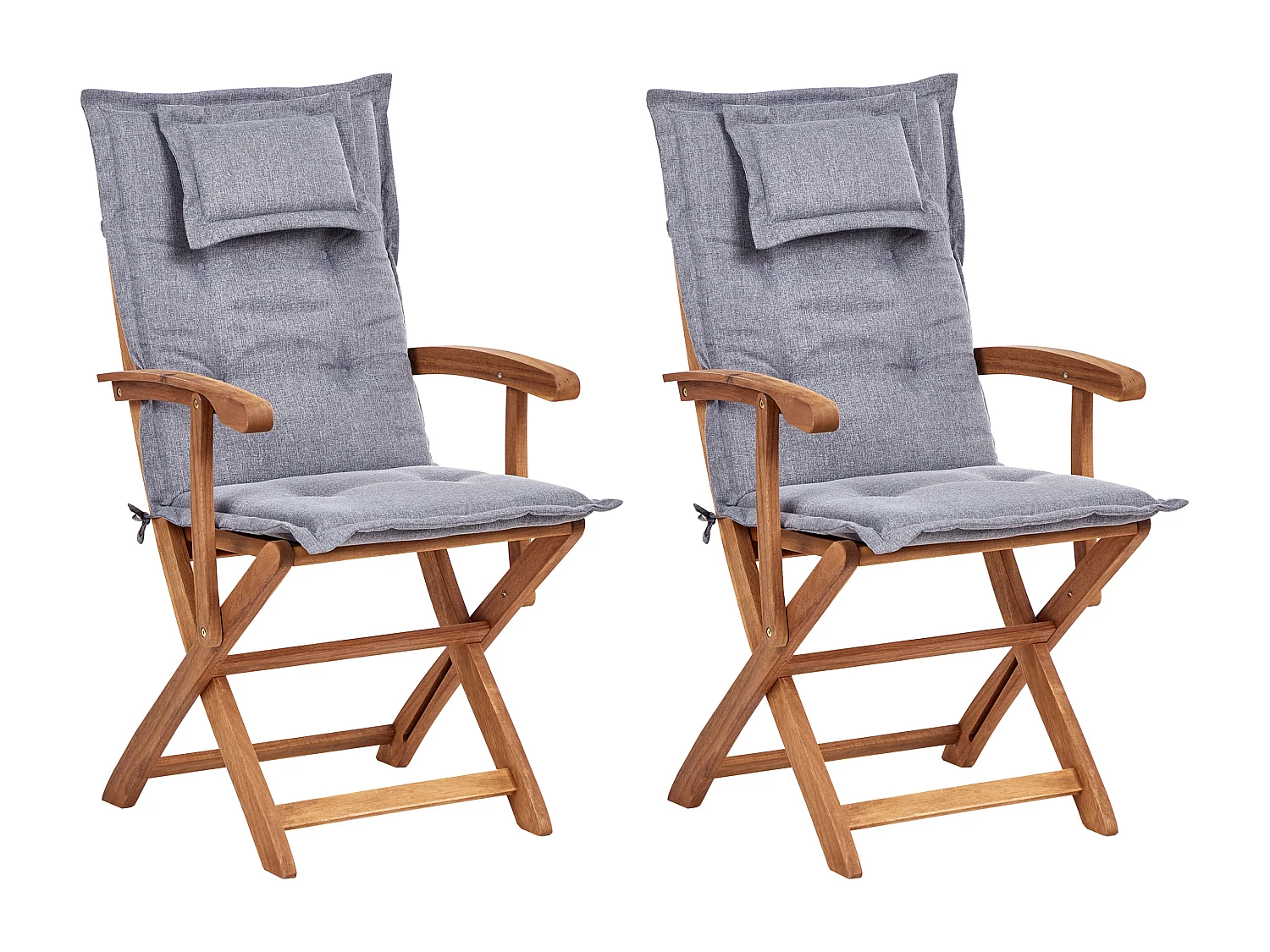 Lot de 2 chaises de jardin avec coussins MAUI II Acacia Gris