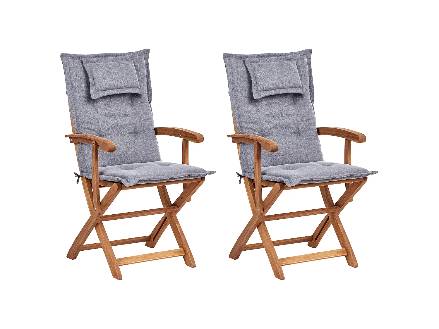 Lot de 2 chaises de jardin avec coussins MAUI II Acacia Gris