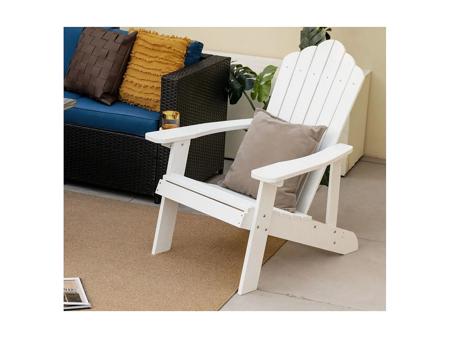 Adirondack-Stuhl Gartenstuhl mit Getränkehalter Weiß