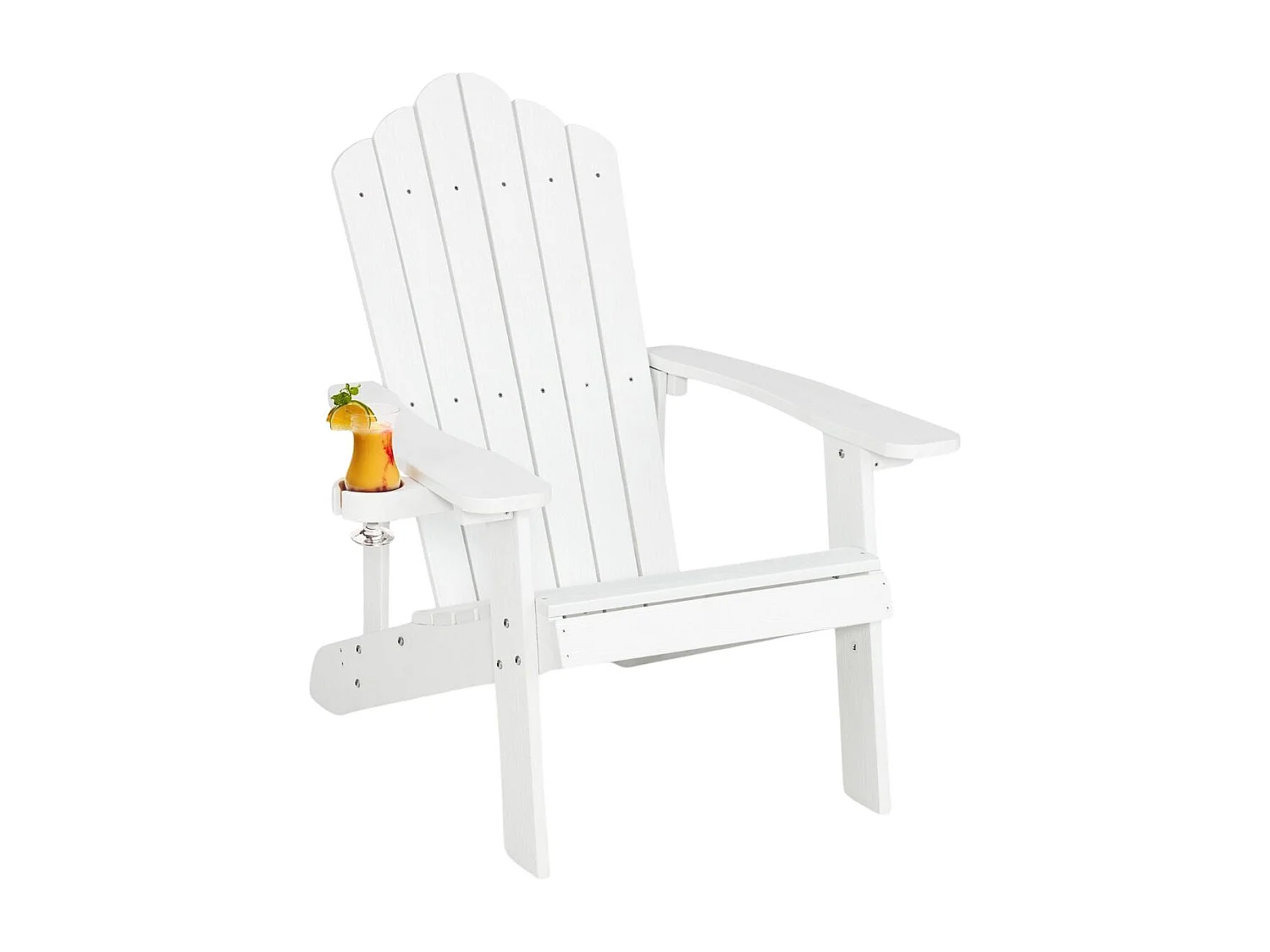 Adirondack-Stuhl Gartenstuhl mit Getränkehalter Weiß