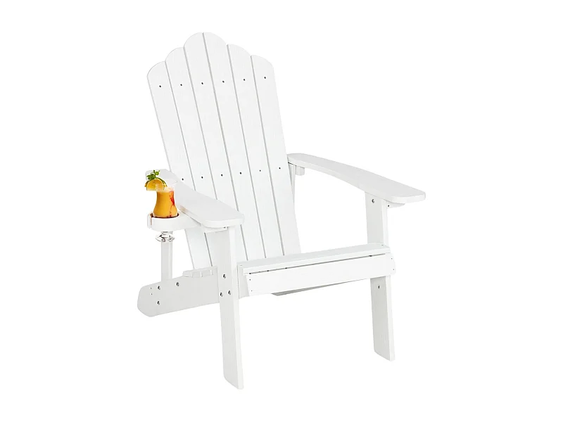 Adirondack-Stuhl Gartenstuhl mit Getränkehalter Weiß