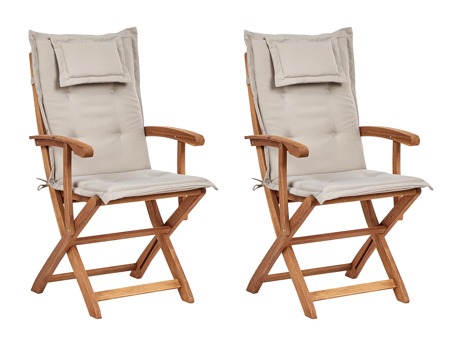 Conjunto de 2 cadeiras de jardim com almofadas MAUI II Madeira de acácia Taupe
