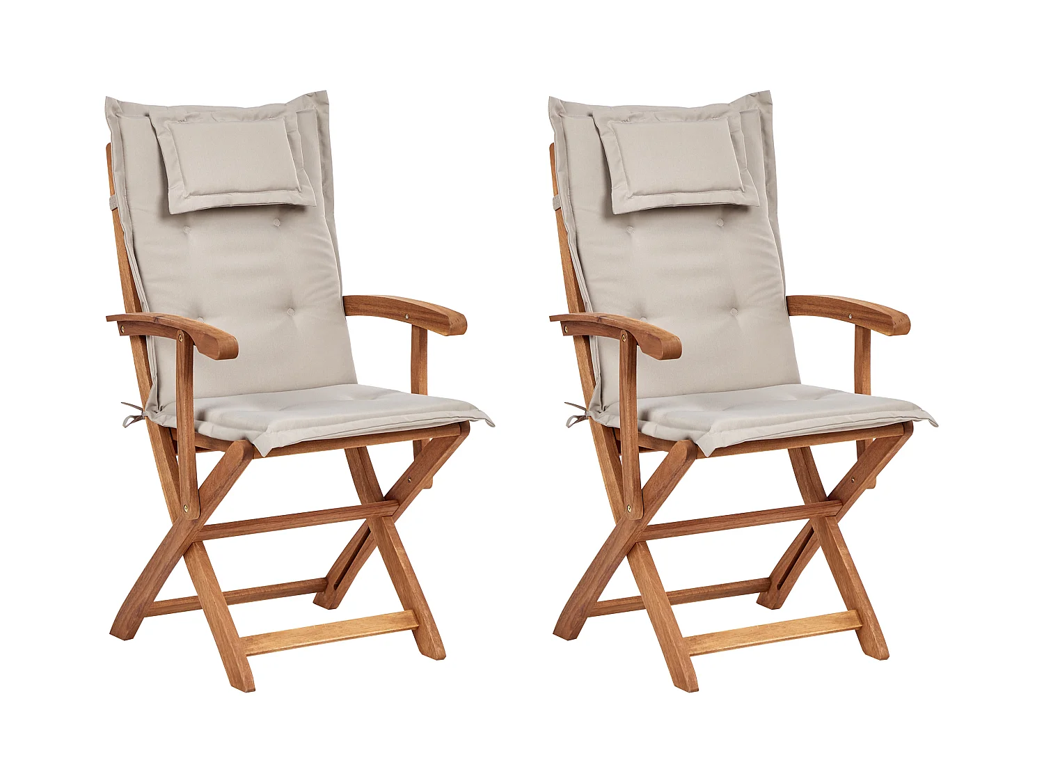Conjunto de 2 cadeiras de jardim com almofadas MAUI II Madeira de acácia Taupe