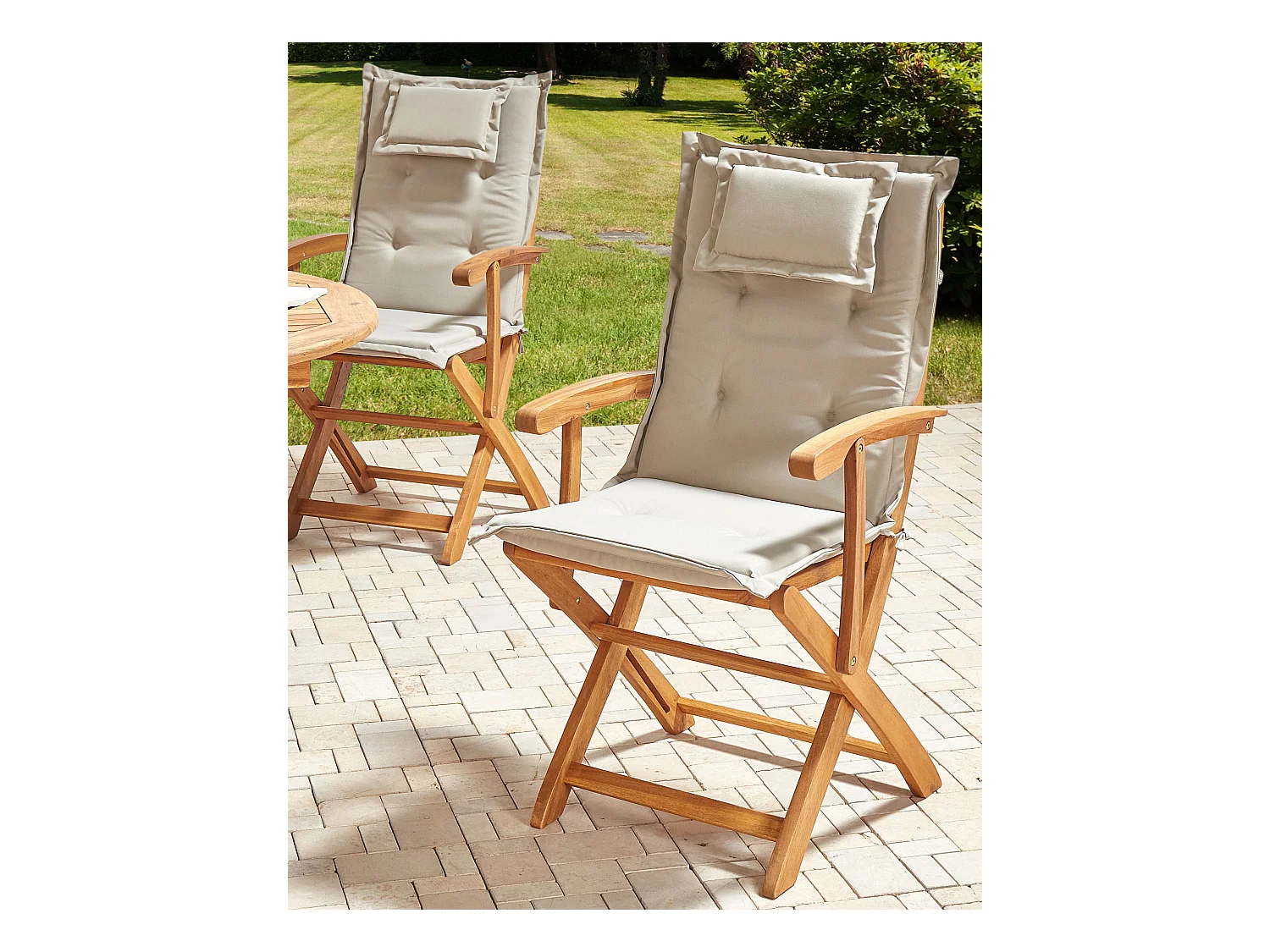 Set van 2 stoelen met zitkussen MAUI II Acaciahout Taupe