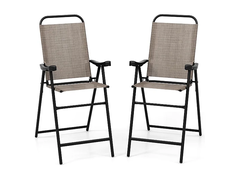 2er Set Terrassen-Barhocker mit Metallrahmen & Fußstütze Klappbarer Barstuhl Kaffee