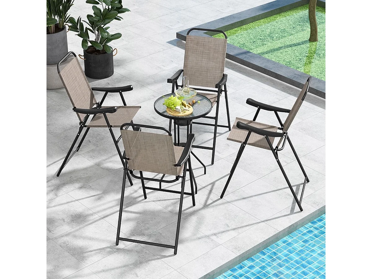 2er Set Terrassen-Barhocker mit Metallrahmen & Fußstütze Klappbarer Barstuhl Kaffee