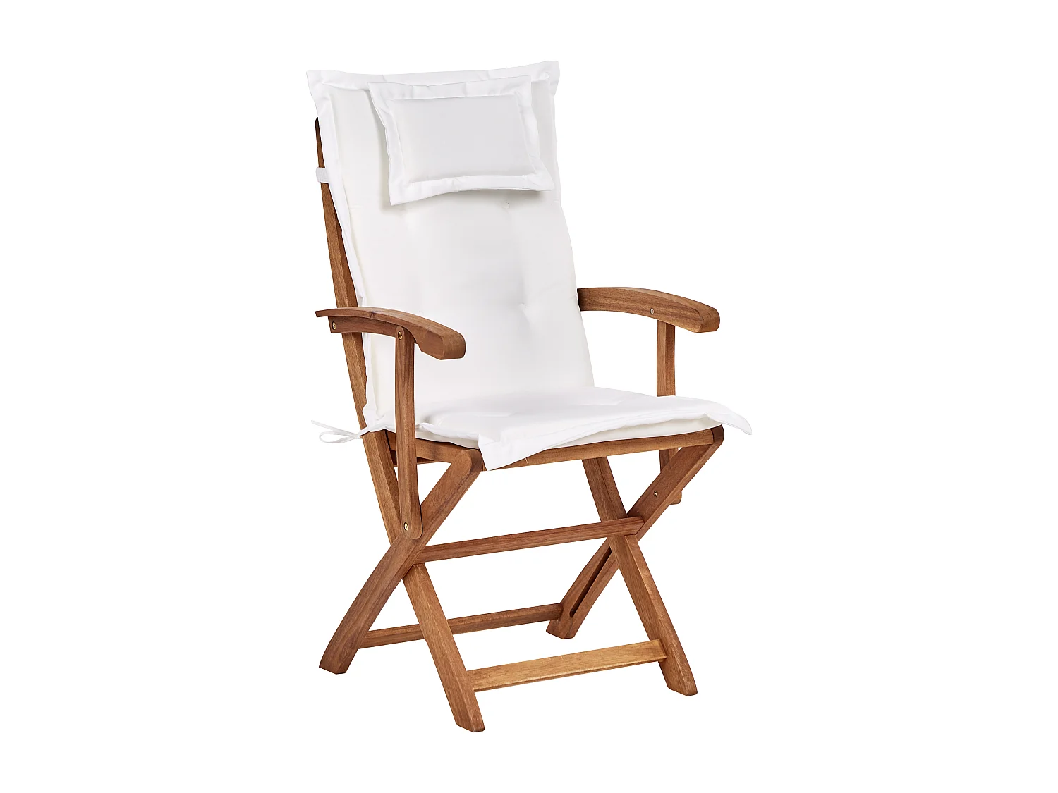 Lot de 2 chaises de jardin avec coussins MAUI II Acacia Blanc cassé