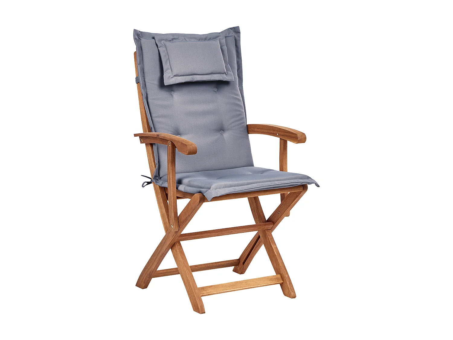 Gartenstuhl 2er Set Akazienholz heller Holzfarbton klappbar mit Auflagen Maui II