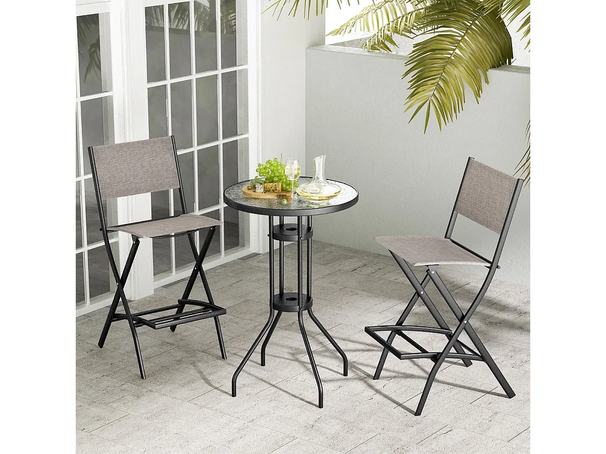 2er Set Klappbarer Barhocker in Thekenhöhe mit Rückenlehne & Atmungsaktivem Stoff Kaffee