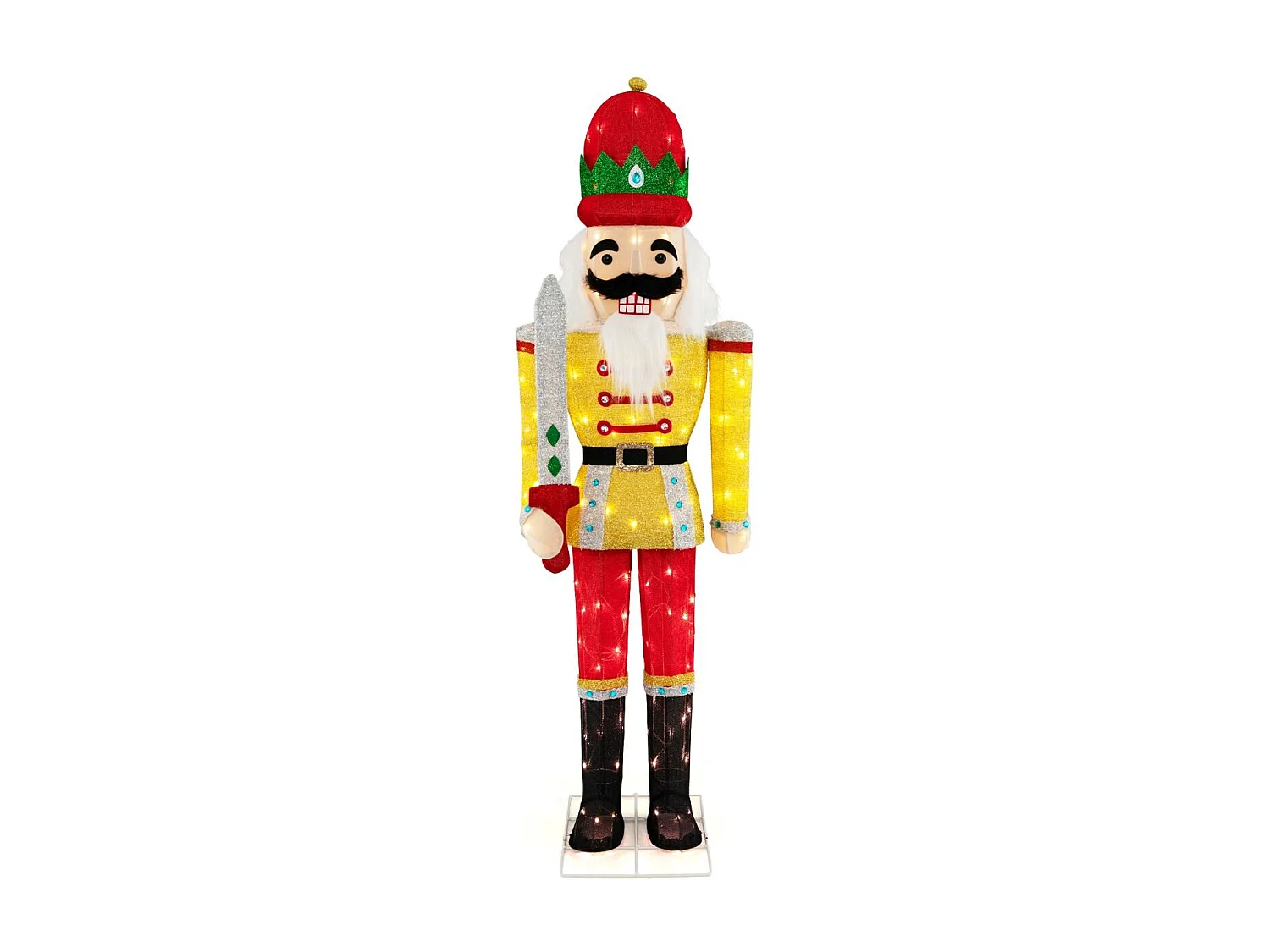 Beleuchteter Nussknacker-Soldat 166 cm Hohe Lebensgroße Nussknacker-Figur Gelb + Rot