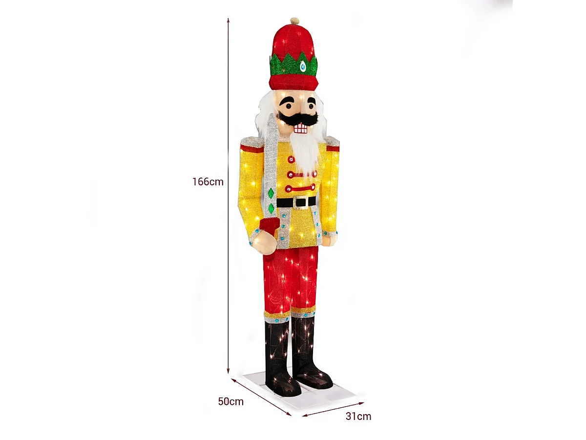 Beleuchteter Nussknacker-Soldat 166 cm Hohe Lebensgroße Nussknacker-Figur Gelb + Rot