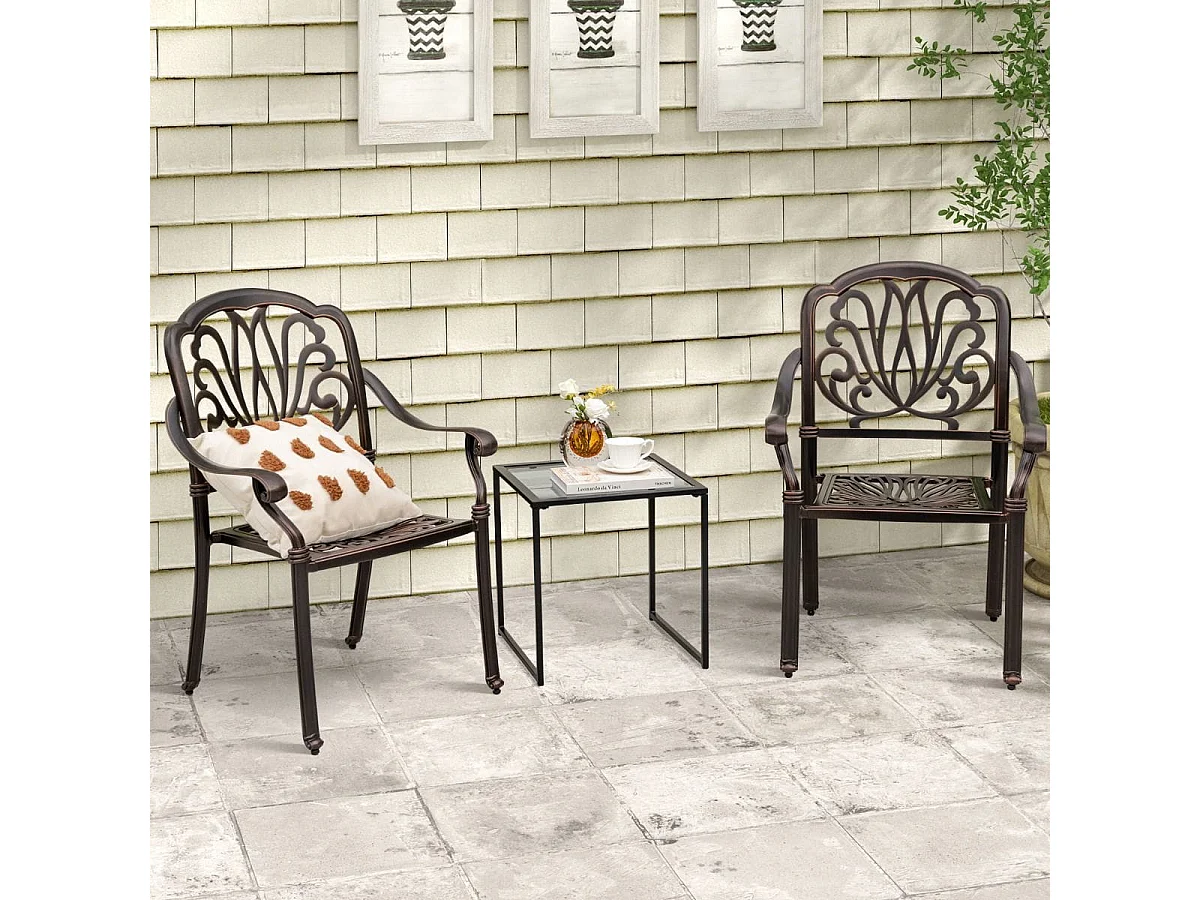 Beistelltisch Kleiner Gartentisch Balkontisch mit Tischplatte aus gehärtetem Glas 43 x 43 x 45 cm Schwarz