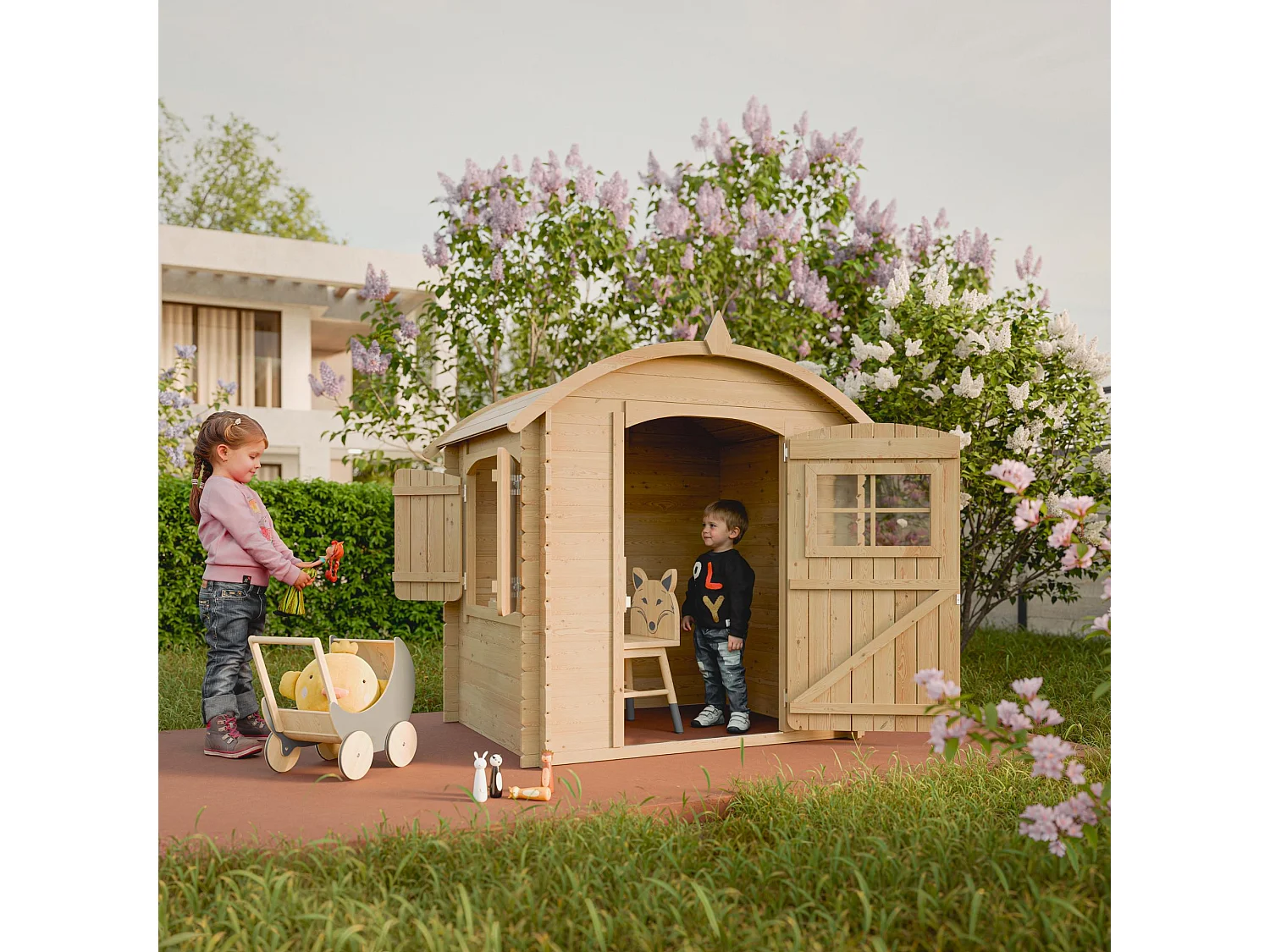 Cabana exterior para crianças sem chão - 1.1m² / 146x112xH145 cm - M505-1