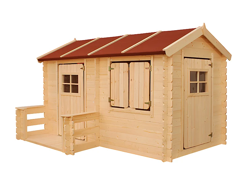 Timbela M503 - Houten huis voor kinderen - 2,63m2 - met rood dak, vloer
