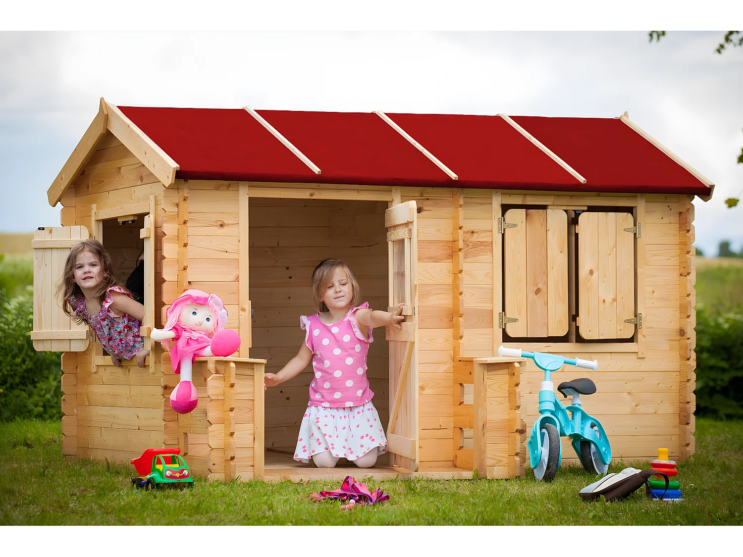 Maison en bois pour enfants - 146x241xH151cm/2.63m2 - Timbela M503
