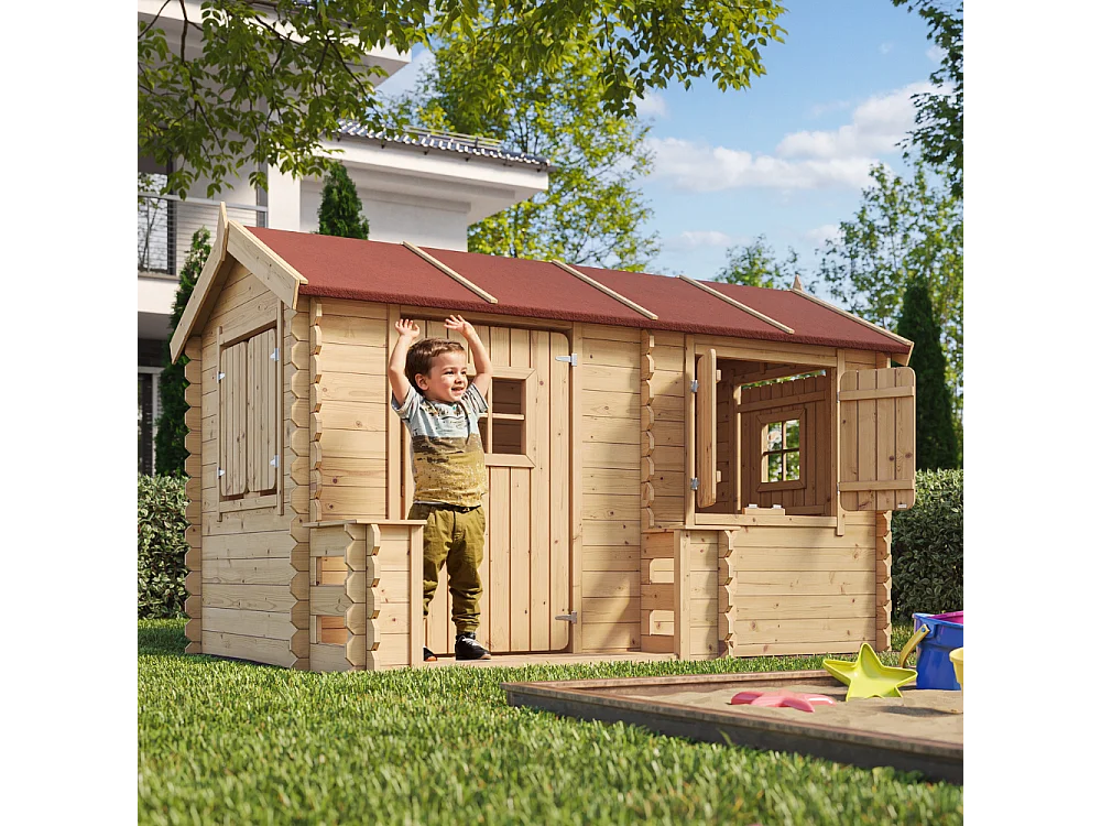 Kinderspielhaus aus holz - B146xL241xH151 cm / 2.63 m² - M503