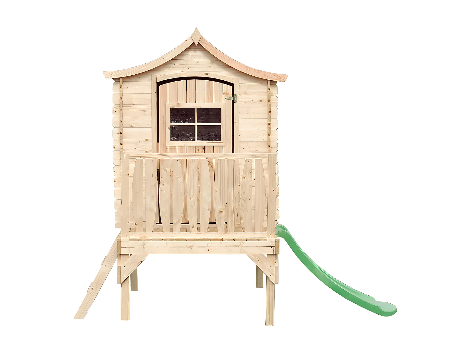 Maisonnette en bois avec toboggan - 112x146xH212cm/1.1m2 -  Timbela M550A