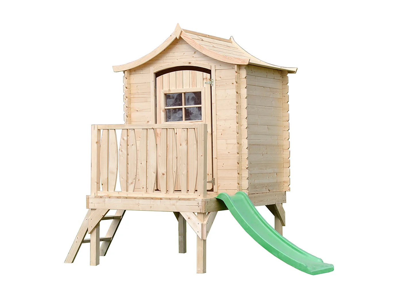 Maisonnette en bois avec toboggan - 112x146xH212cm/1.1m2 - M550A