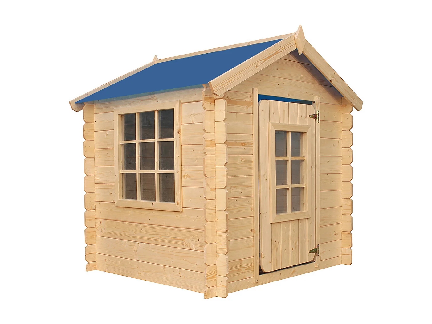 Houten kinderhuis zonder vloer - Blauw dak - 1m² / 114x111xH121 cm - M570M-1