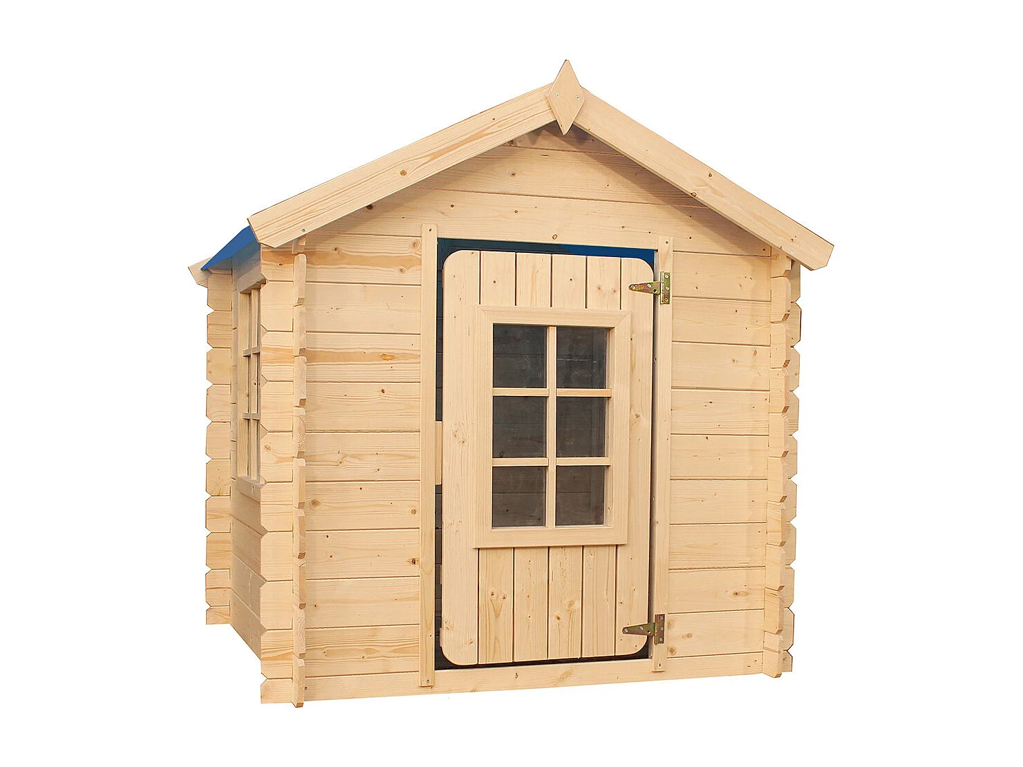 Houten kinderhuis zonder vloer - Blauw dak - 1m² / 114x111xH121 cm - M570M-1