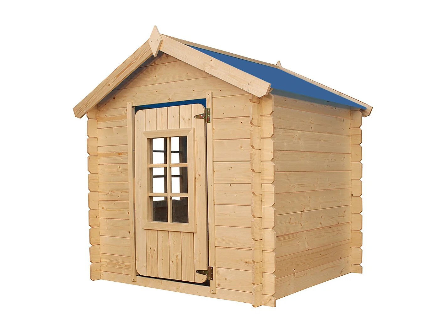 Houten kinderhuis zonder vloer - Blauw dak - 1m² / 114x111xH121 cm - M570M-1