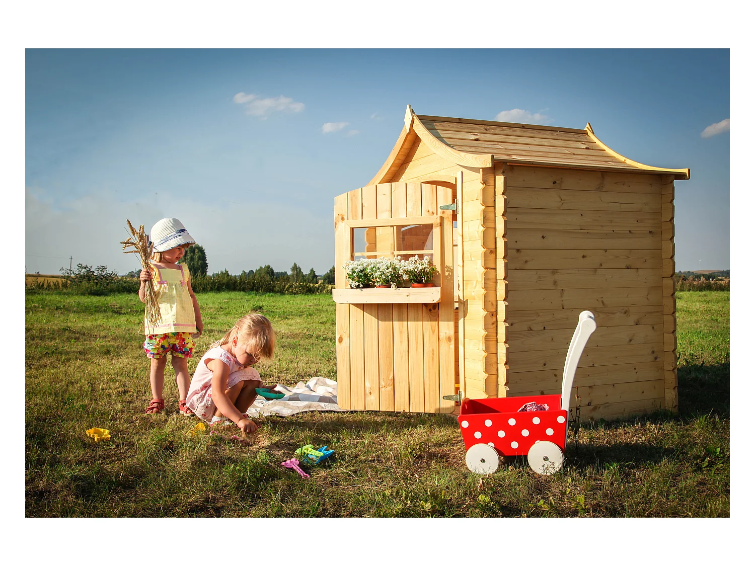 Casetta legno per bambini -  L112xL146xA152cm/ 1,1m2 - Timbela M550-1