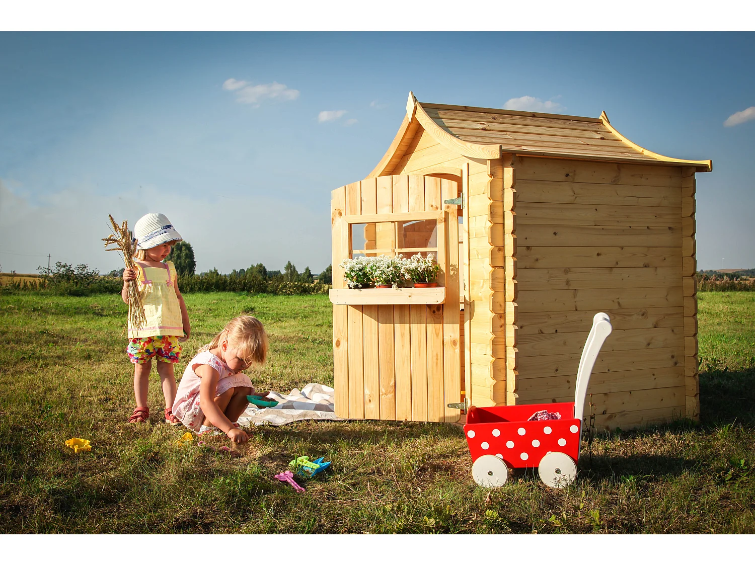 Maison en bois pour enfants SANS PLANCHER-  112x146xH152cm/1.1m2 - Timbela M550-1