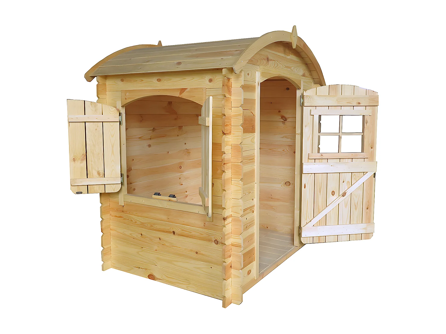 Kinderspielhaus aus Holz MIT BÖDEN - B112xL146xH145 cm/1,1m2 - Timbela M505