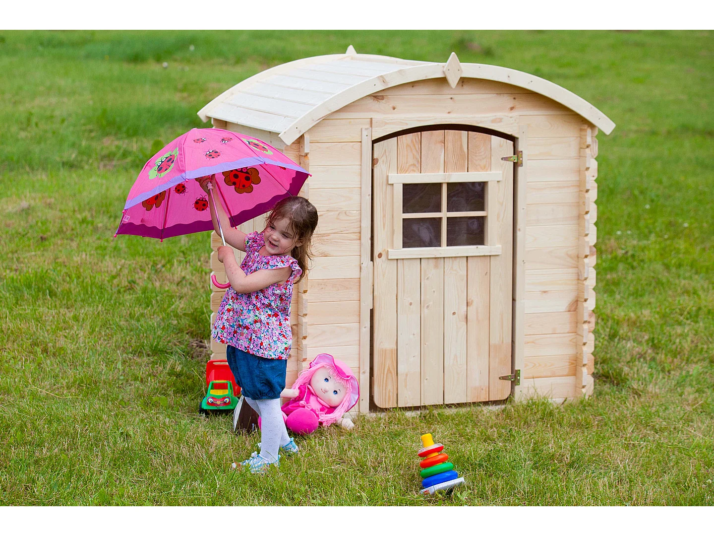 Kinderspielhaus aus holz mit boden - B112xL146xH145 cm / 1.1m² - M505