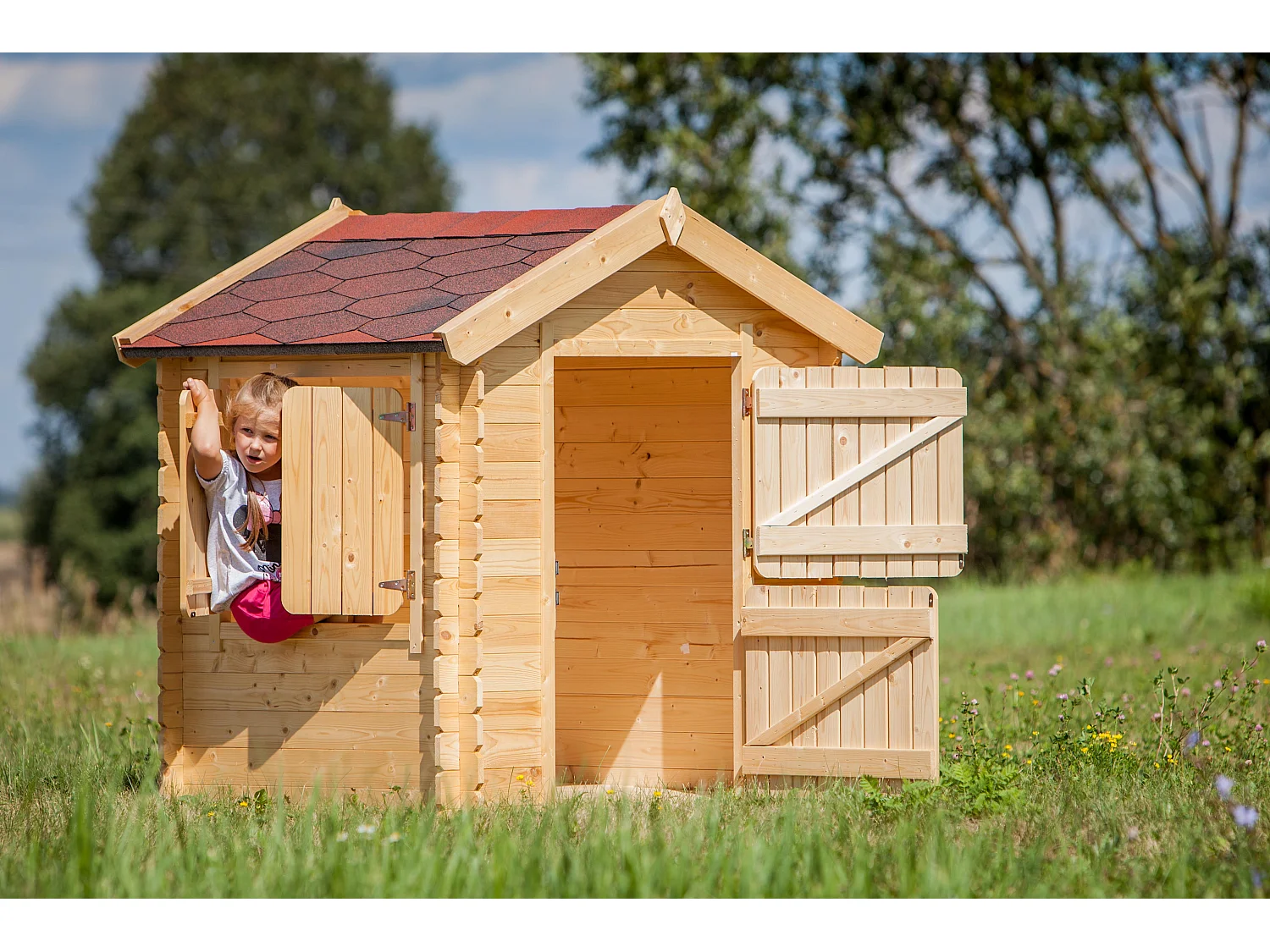 Cabane enfant exterieur 1.1m2 -  AVEC plancher -  146x112xH145cm - Timbela M516
