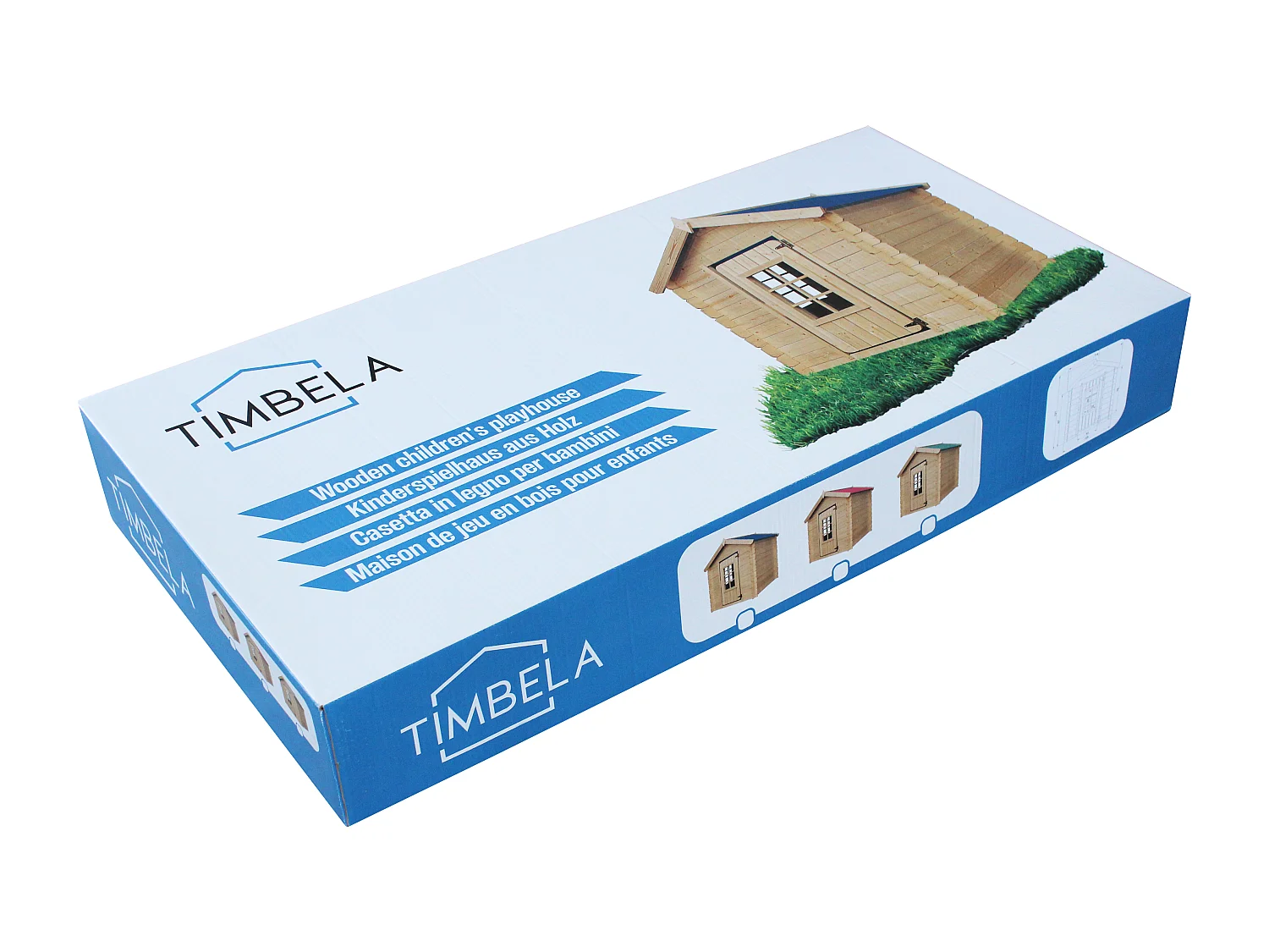 Timbela M570Z-1 Kinderspielhaus aus Holz - 111x114xH121 cm/0.9 m2 (Die Dachfarbe ist grün)