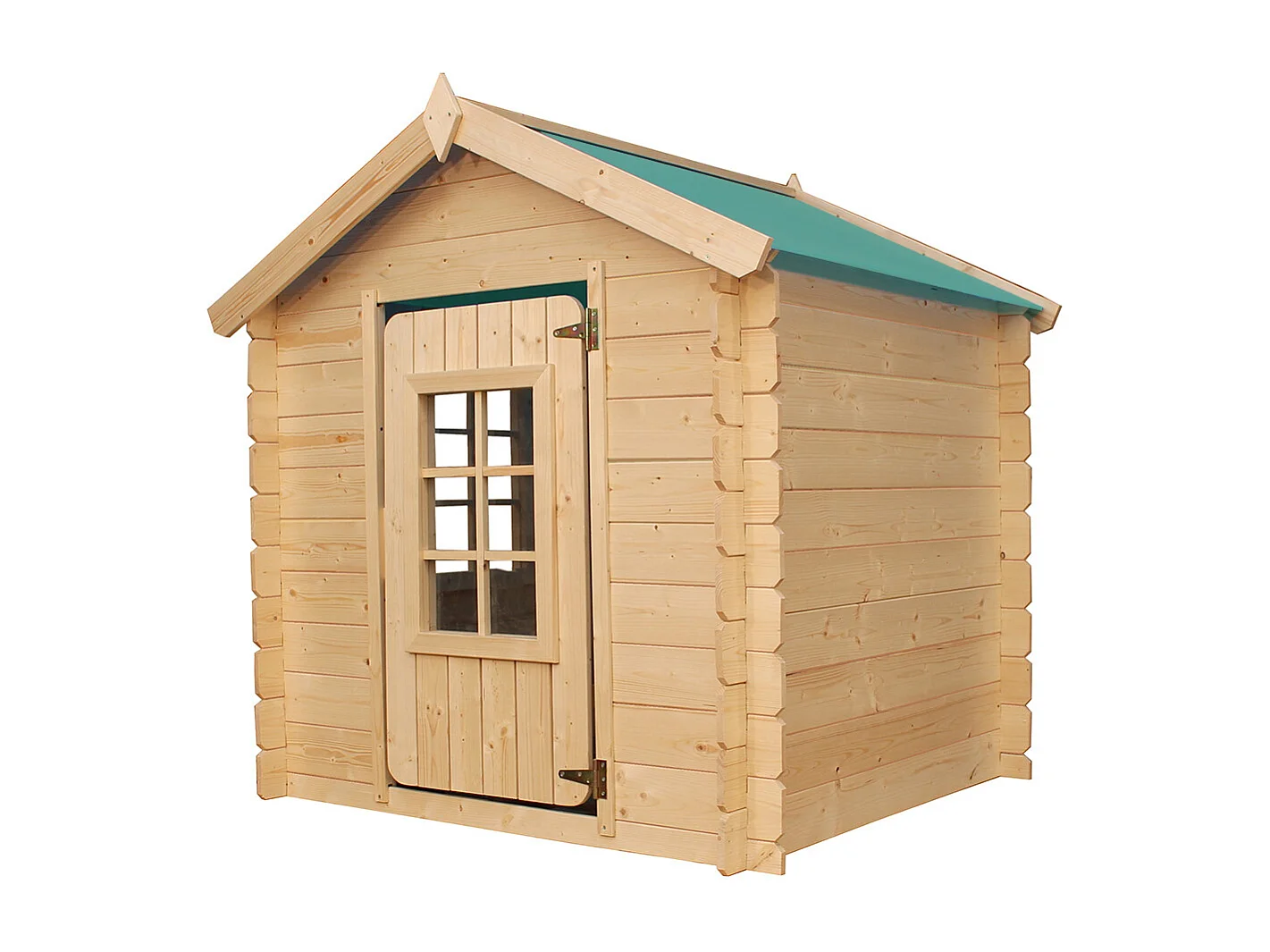 Timbela M570Z-1 Maison en bois pour enfants -Toit vert- 111x114xH121cm/0.9 m2
