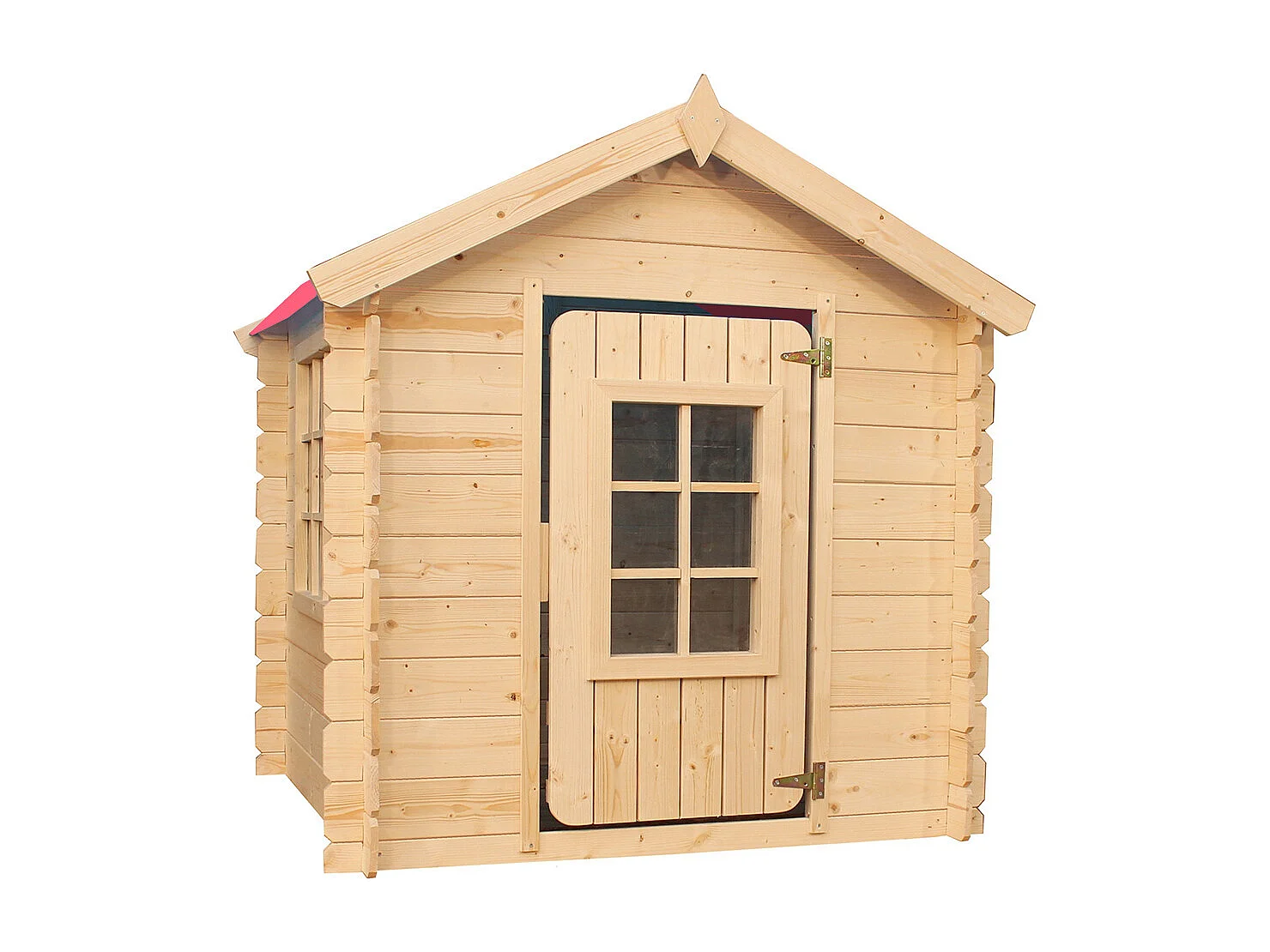 Timbela M570R-1 Kinderspielhaus aus Holz - 111x114xH121 cm/0.9 m2 (Die Dachfarbe ist blau)