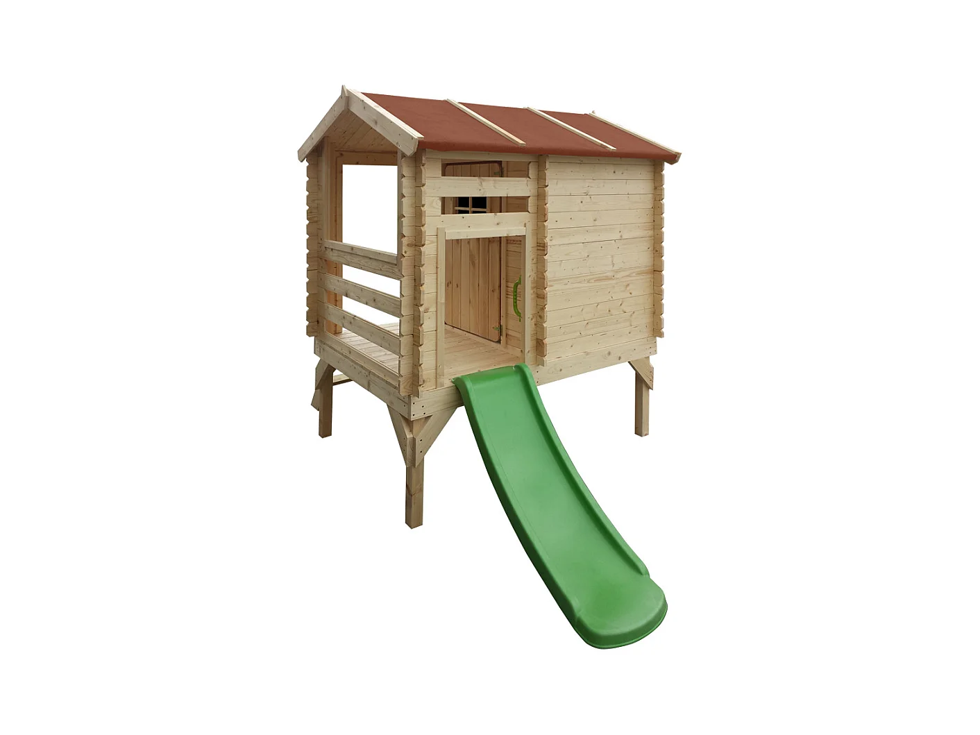 Maisonnette en bois avec toboggan - 82x146xH205cm/1.1m2 -  Timbela M501C