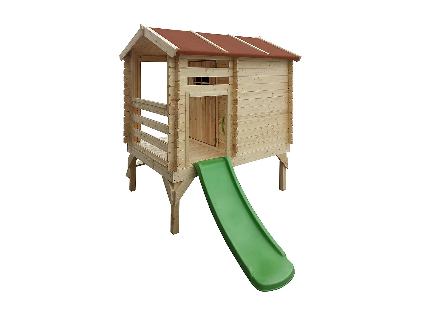 Maisonnette en bois avec toboggan - 82x146xH205cm/1.1m2 -  Timbela M501C