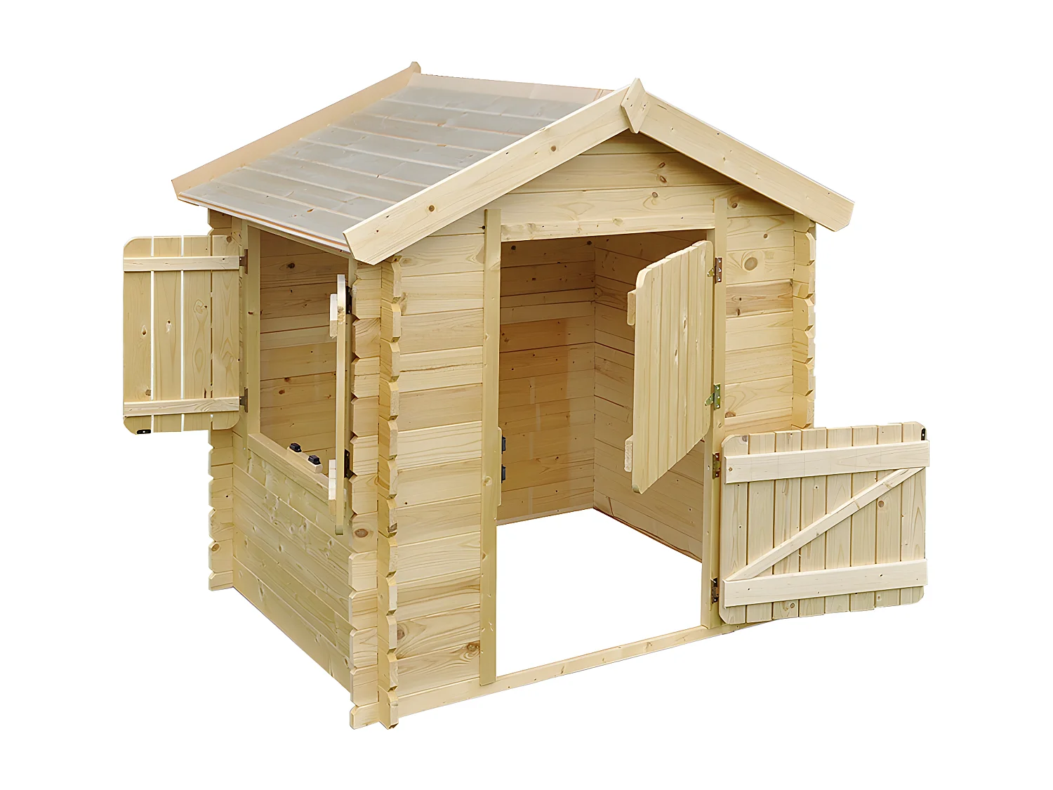 Timbela M516-1 - Houten huis voor kinderen - 1,1m2/146x112xH143cm - ZONDER vloer