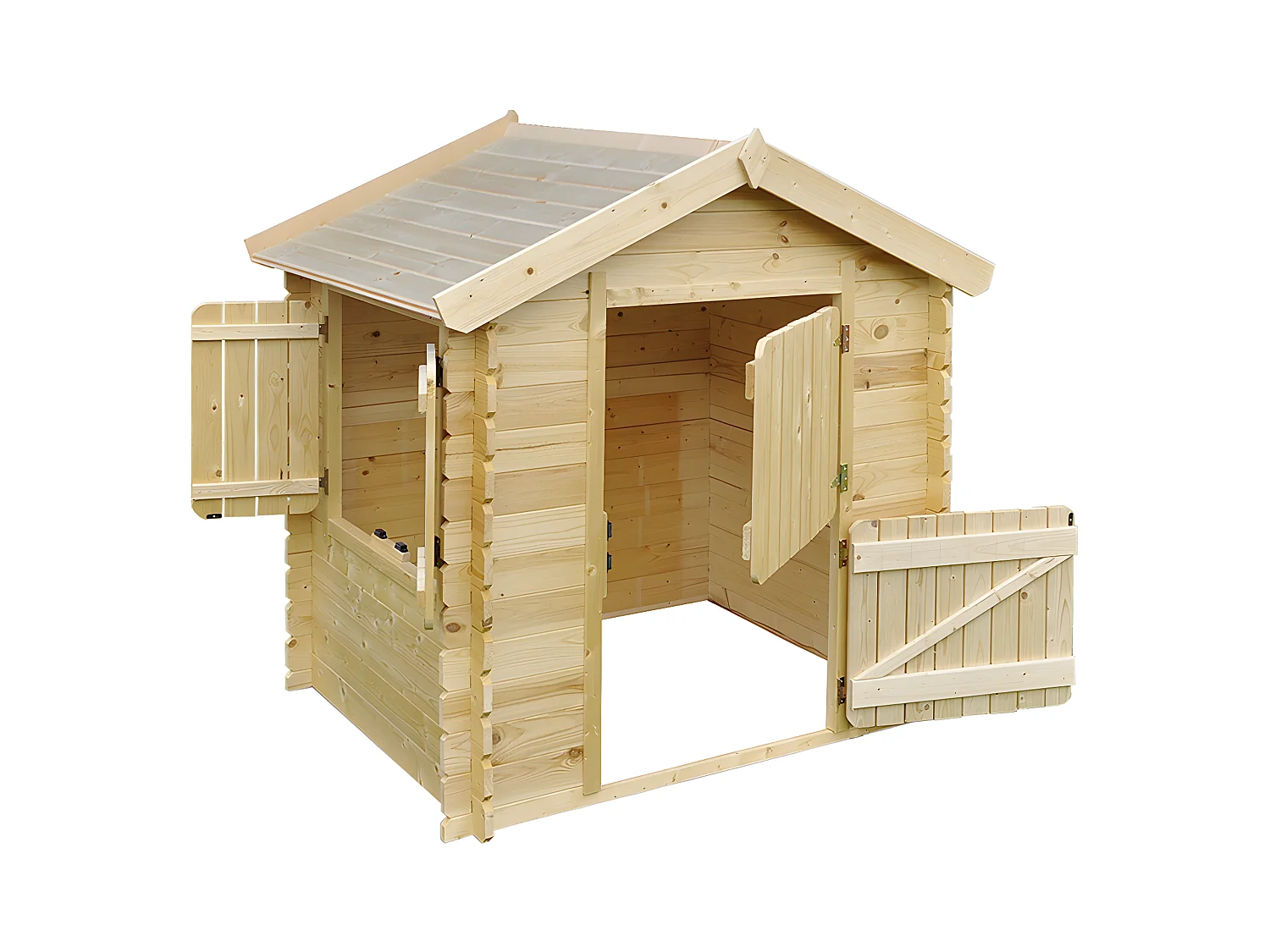 Maison en bois pour enfants SANS PLANCHER- 112x146xH143cm/1.1m2 - Timbela M516-1