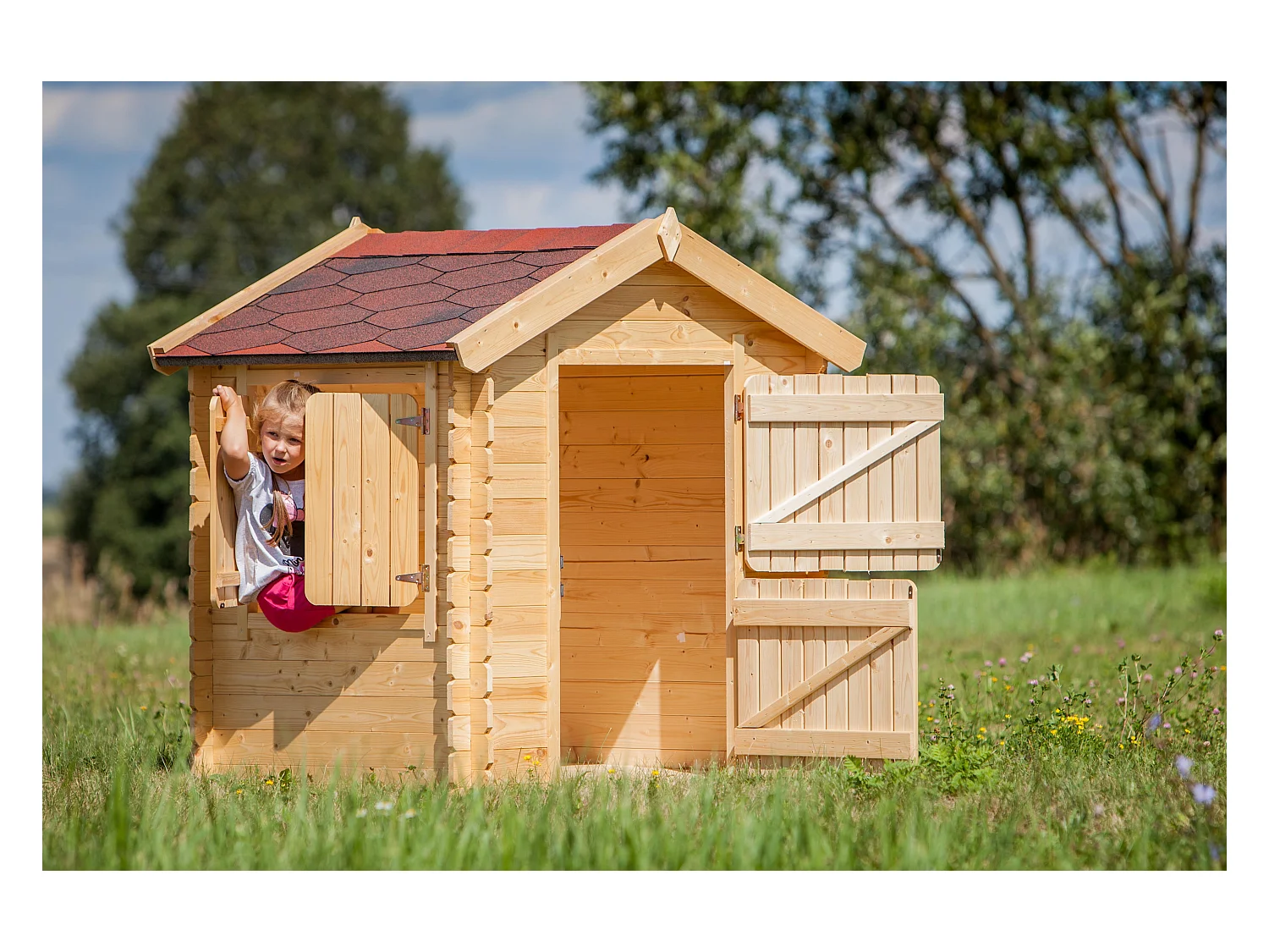 Kinderspielhaus aus Holz - B112xL146xH143 cm/1.1m2 - Timbela M516-1