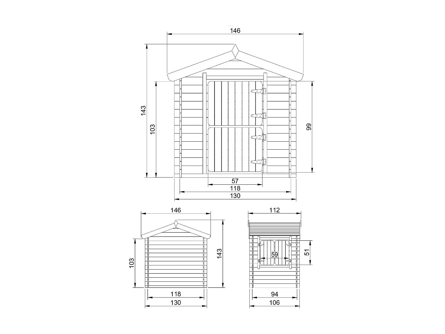 Cabana exterior para crianças sem chão - 1.1m² / 146x112xH143 cm - M516-1