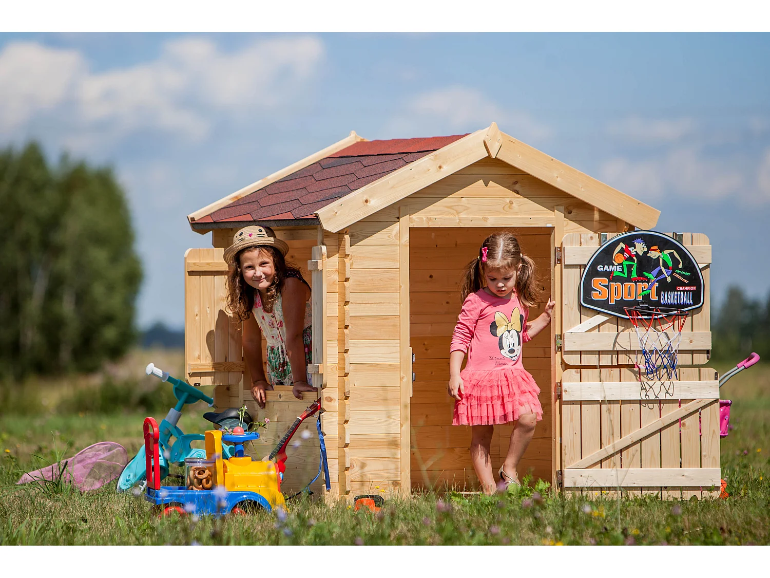 Maison en bois pour enfants sans plancher - 112x146xH143cm/1.1m2 - M516-1