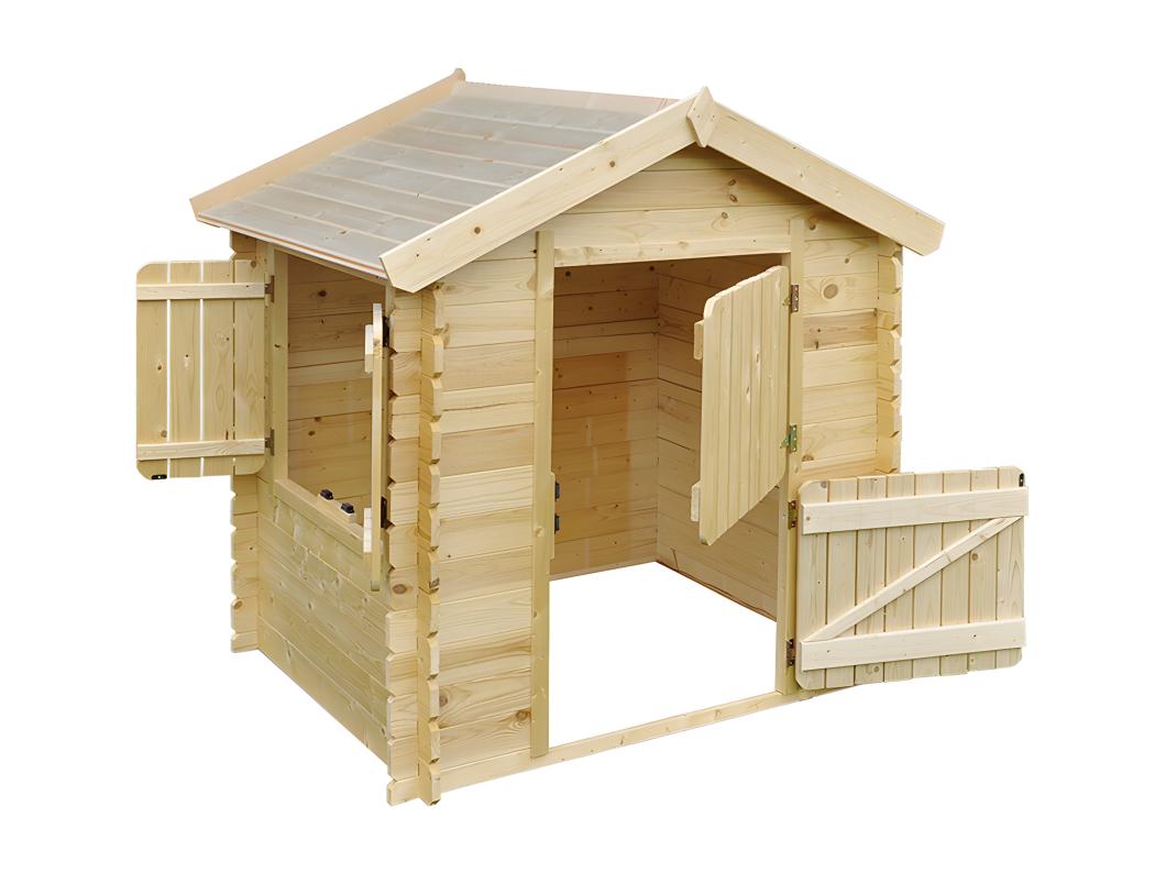 Casa de madera para niños SIN SUELO - L112xL146xA143 cm/ 1,1m2 - TIMBELA M516-1