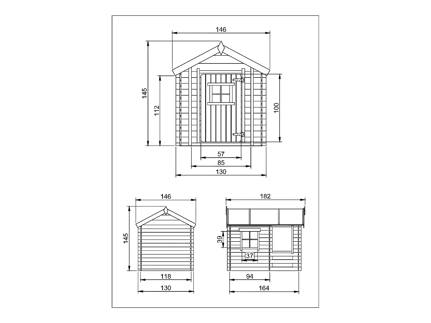 Maison en bois pour enfants - 182x146xH145cm/1.1m2 - M501A