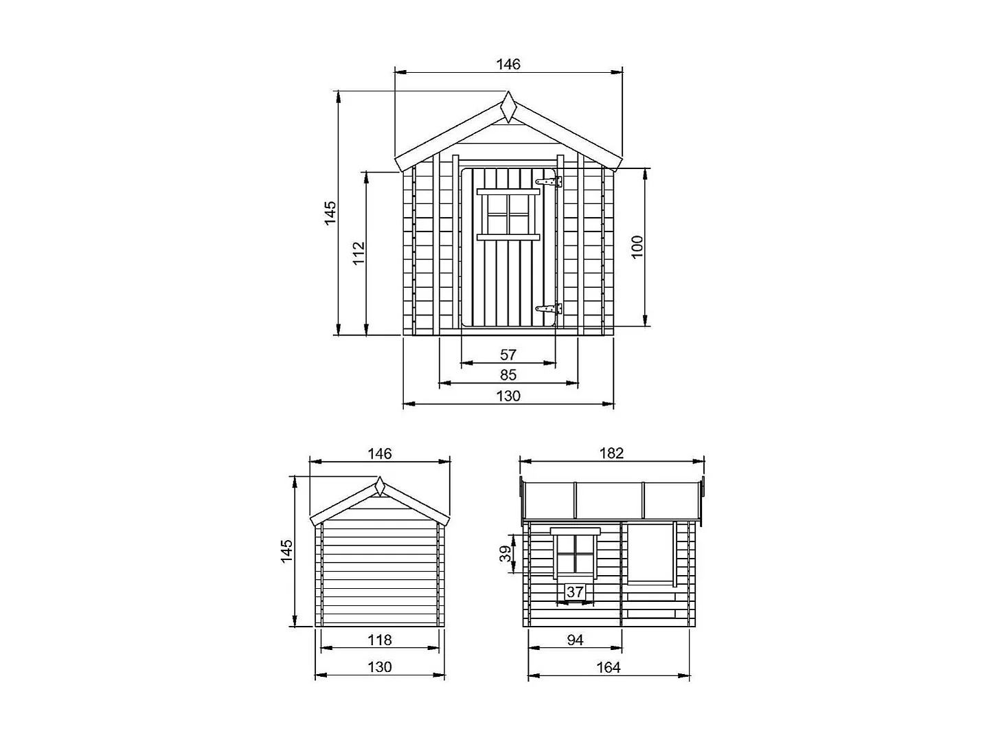 Houten huis voor kinderen - 1.1m² / 182x146xH145 cm - M501A