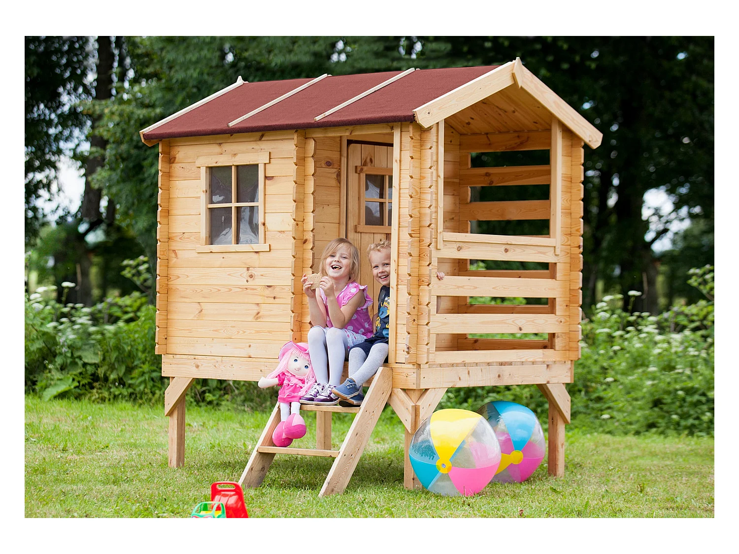 Houten huis voor kinderen - 182x146xH205cm/1,1m2 Timbela M501B