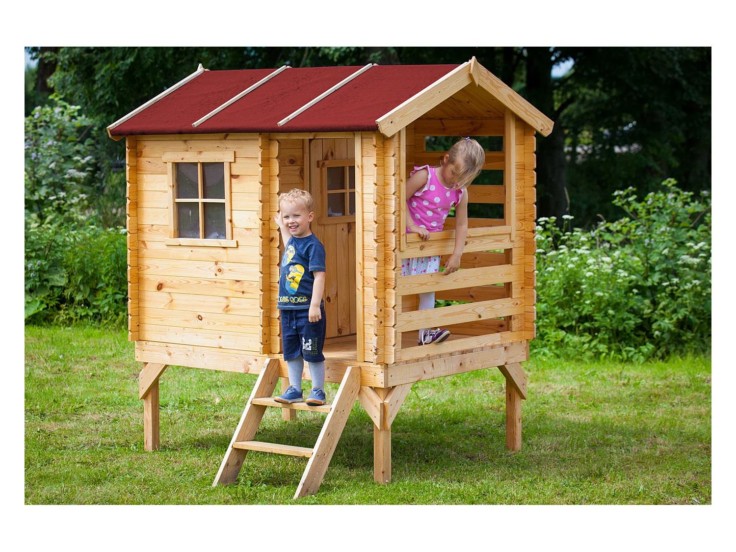 Houten huis voor kinderen - 182x146xH205cm/1,1m2 Timbela M501B