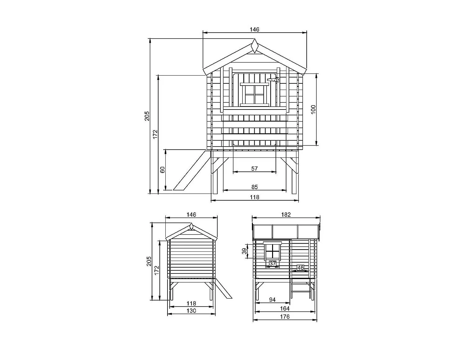 Maison en bois pour enfants - 182x146xH205cm/1.1m2 - M501B