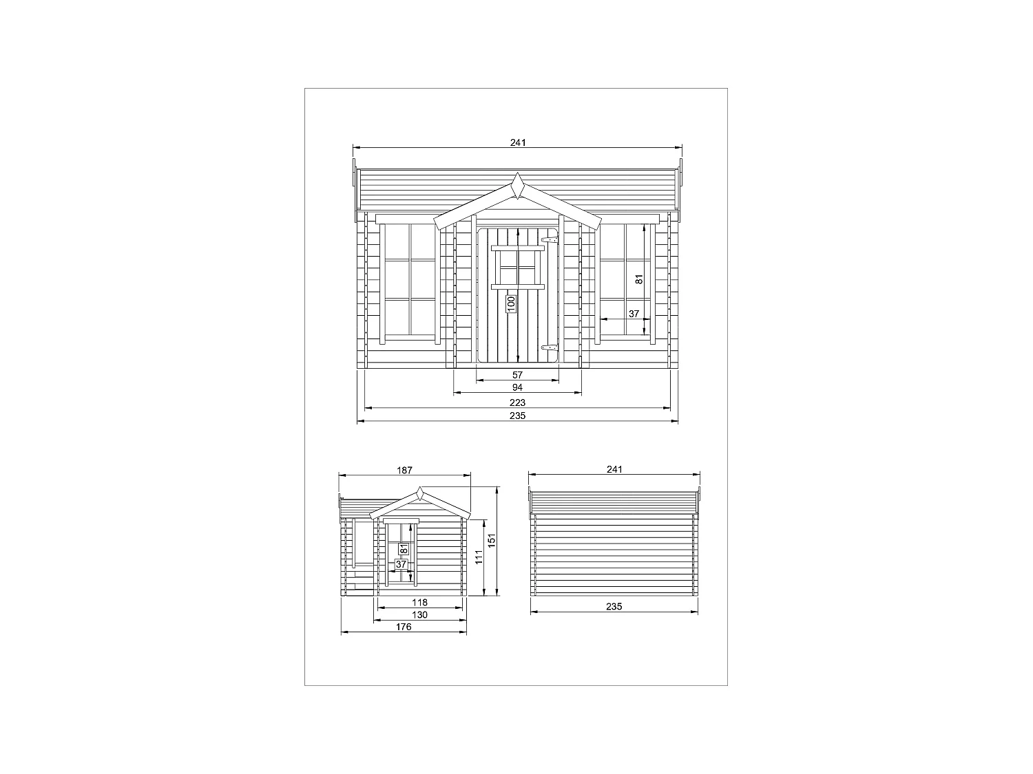 Casa de madera para niños - L187xL241xA151cm/ 2.63m2  - TIMBELA M520